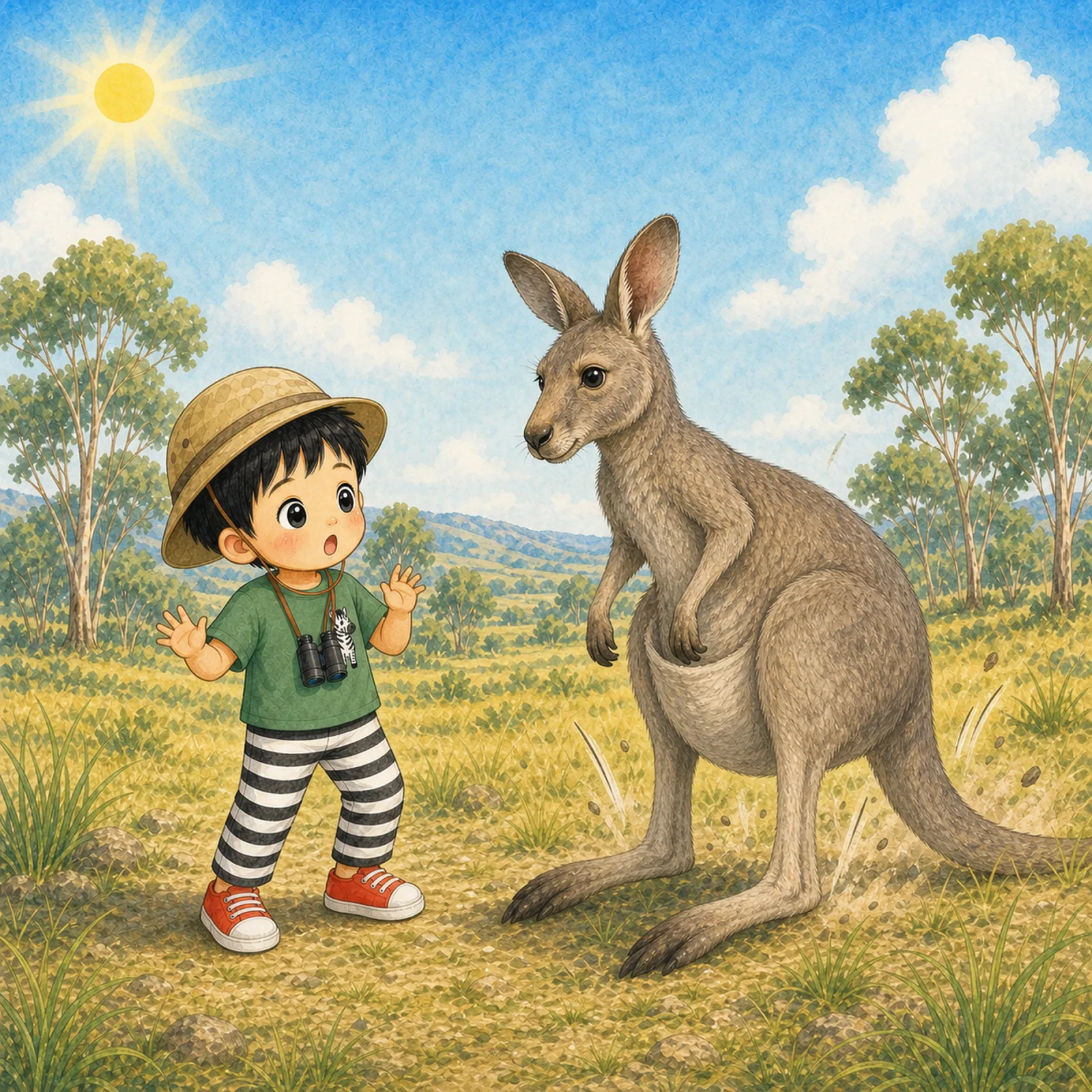 Ban-Ban jumps in surprise. "Huh, it's not a bunny!"